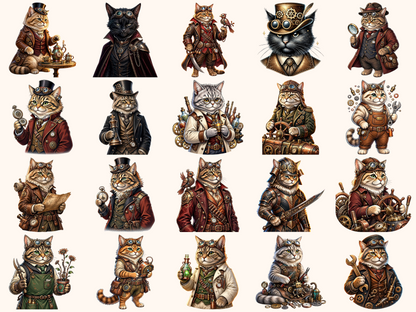 Steampunk Cats Clipart