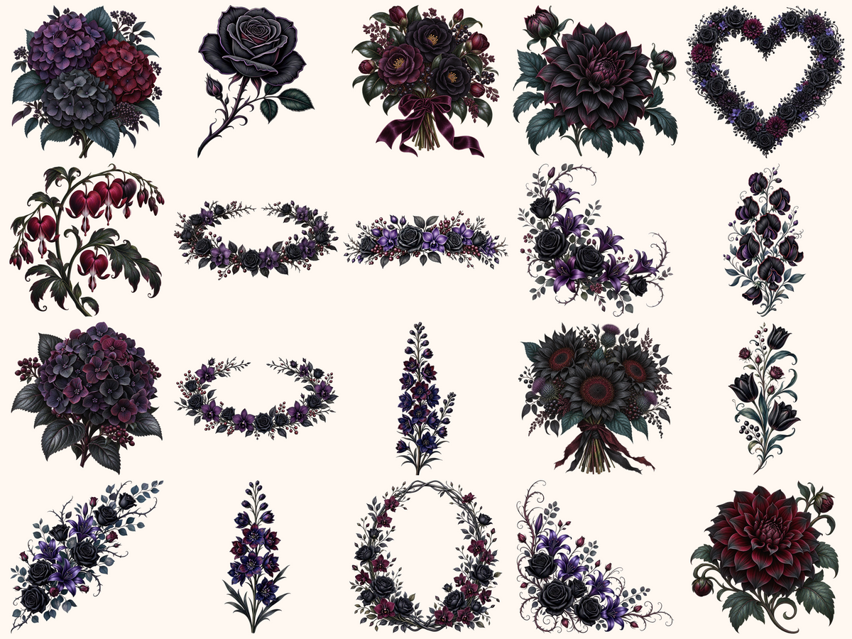 Gothic Flowers Clipart