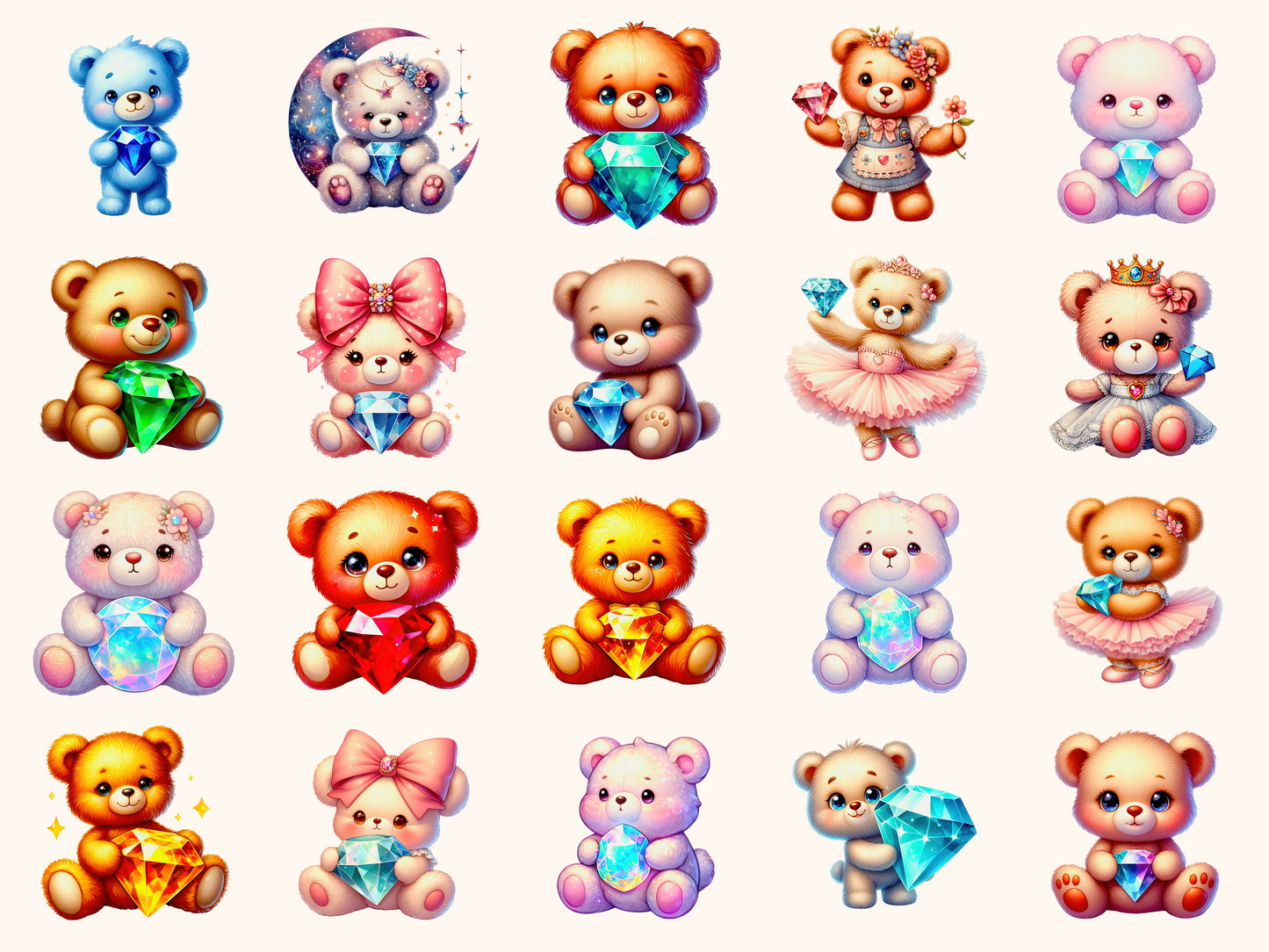 Birthstone Bears Clipart