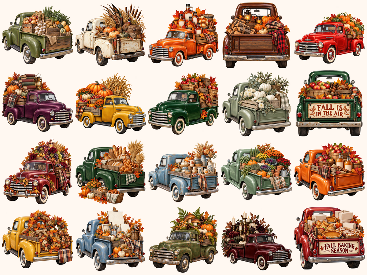Autumn Trucks Clipart