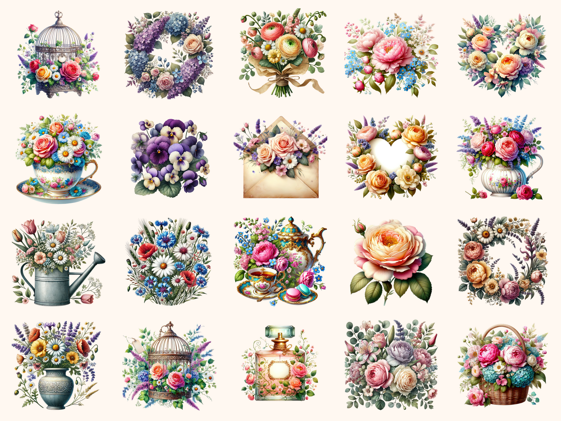 Vintage Florals Clipart
