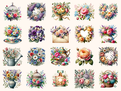 Vintage Florals Clipart