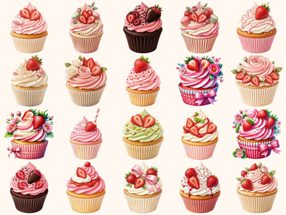 Strawberry Cupcakes Clipart