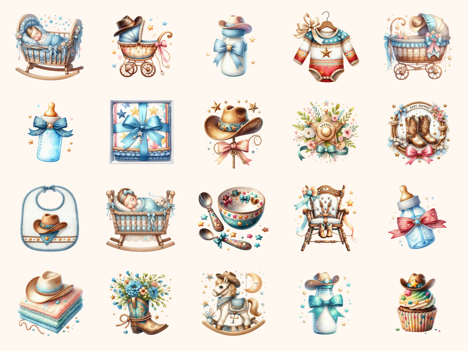 Cowboy Baby Shower Clipart