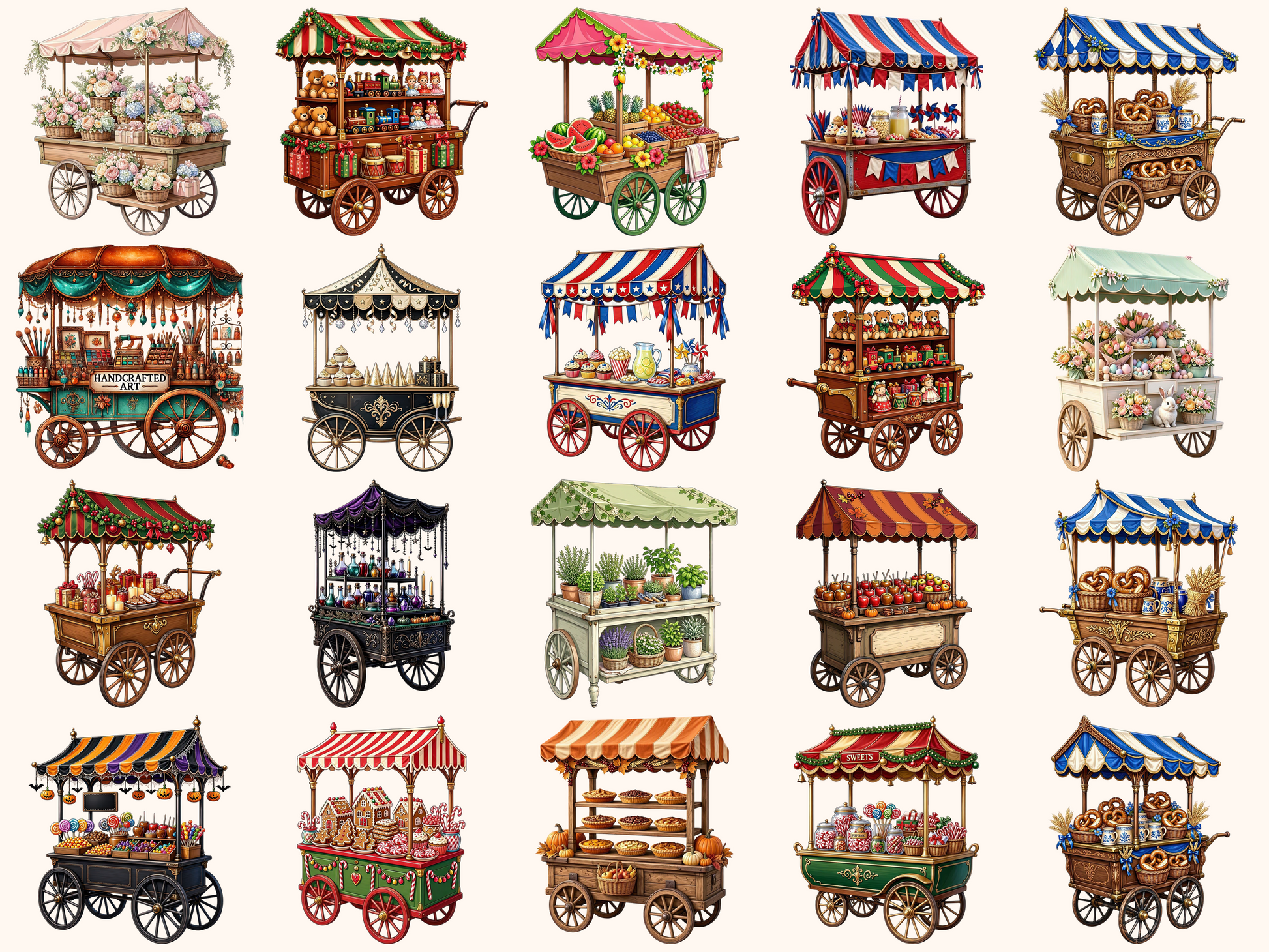 Holiday Carts Clipart