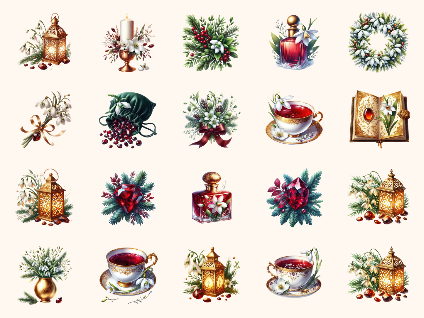 Garnet & Snowdrop Clipart