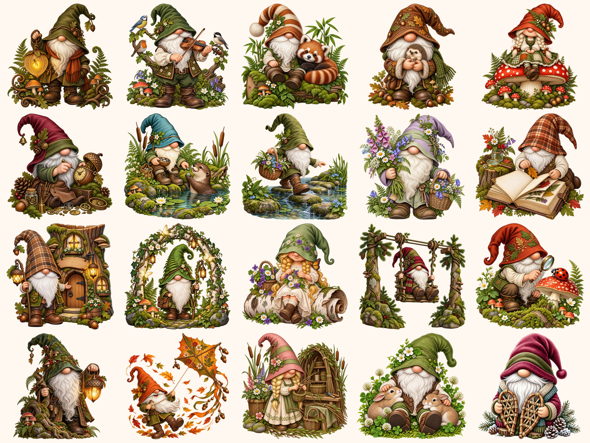 Woodland Gnomes Clipart — listing preview 2