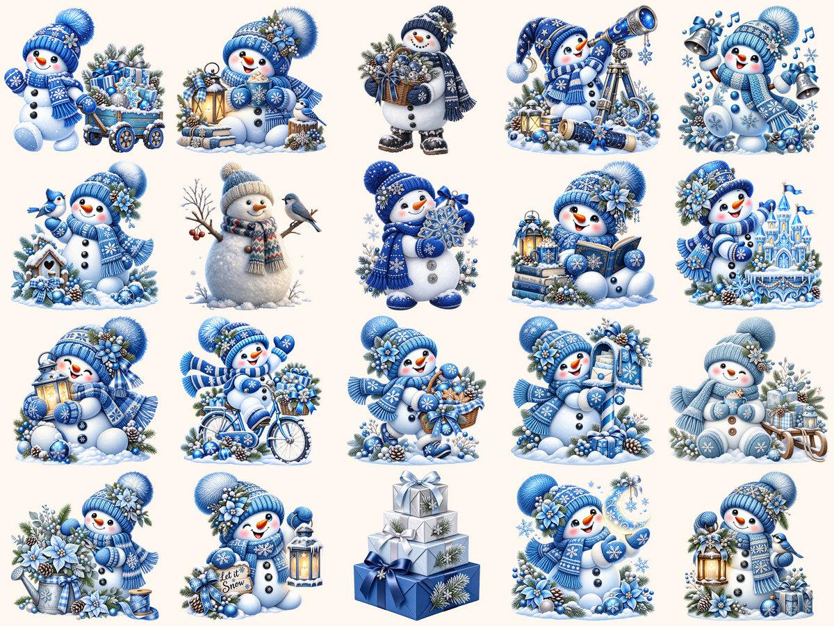 Blue Snowman Clipart
