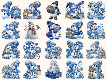 Blue Snowman Clipart