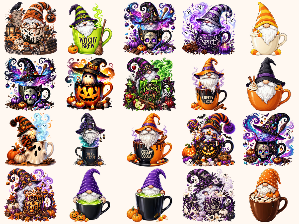 Halloween Cup Gnomes Clipart