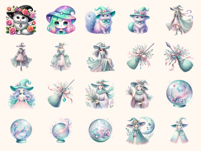 Pastel Witches Clipart
