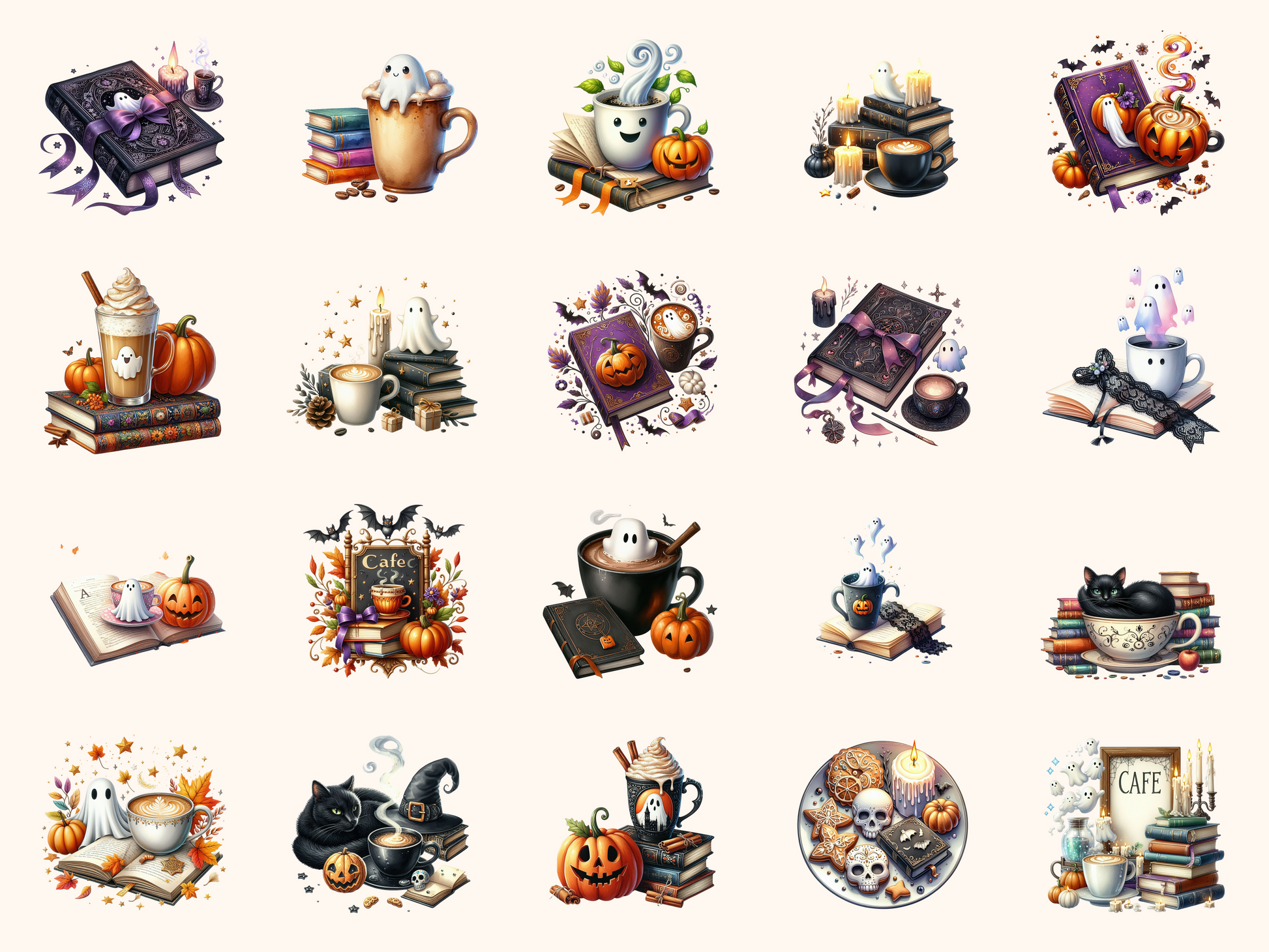 Spooky Coffee & Books Clipart