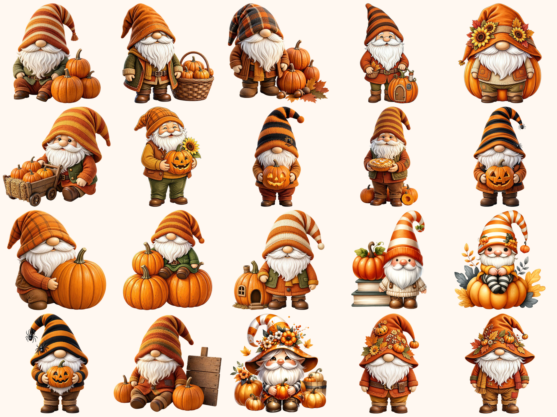 Pumpkin Gnomes Clipart
