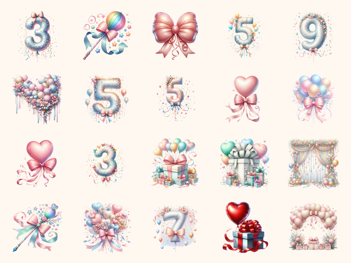 Bows & Balloons Clipart