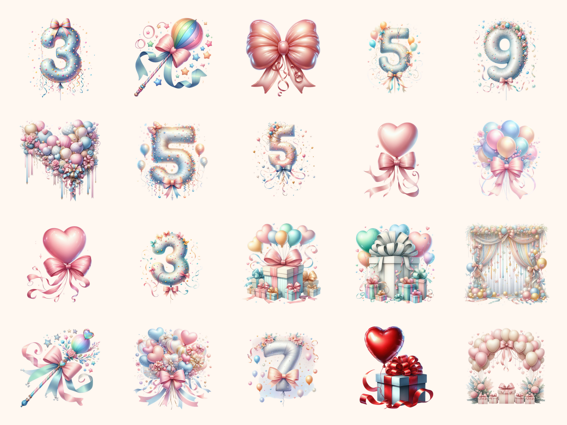 Bows & Balloons Clipart