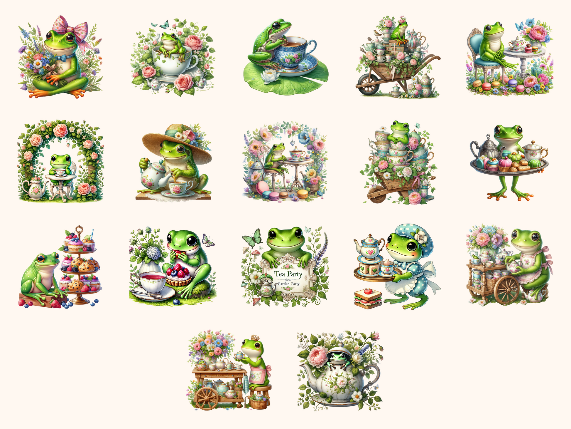 Frog Tea Garden Clipart