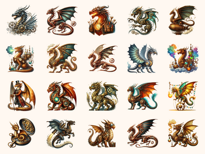 Steampunk Dragons Clipart