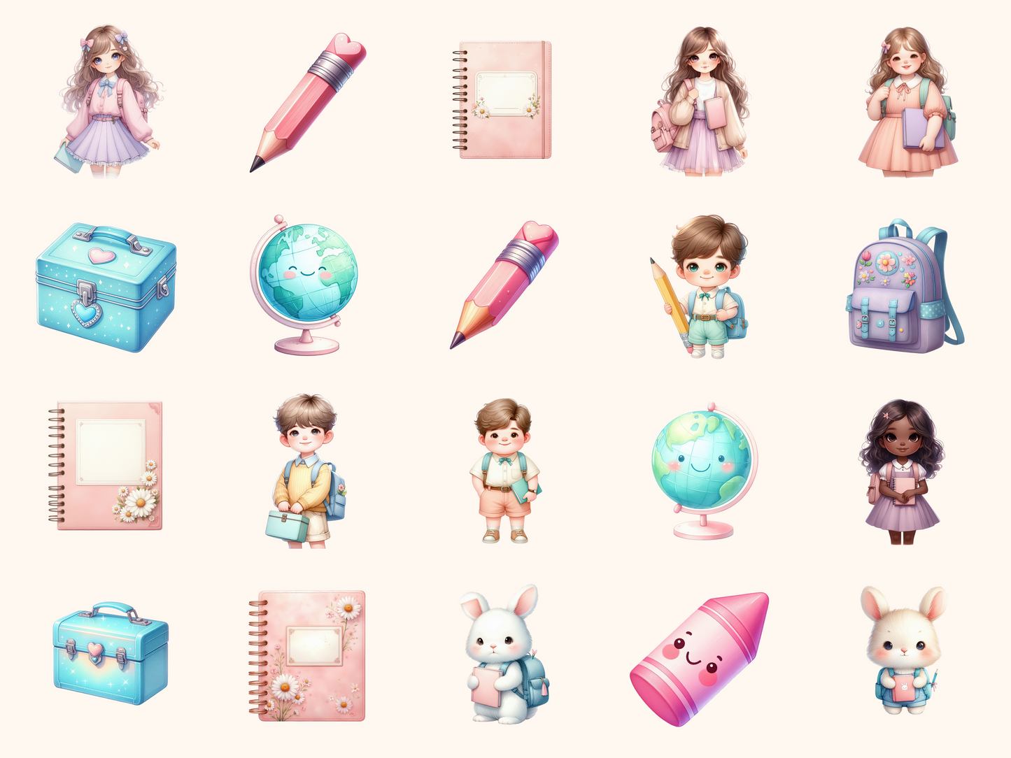 Pastel Back to School Clipart