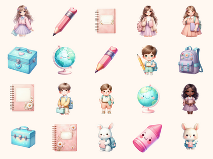 Pastel Back to School Clipart