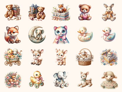 Vintage Toy Animals Clipart