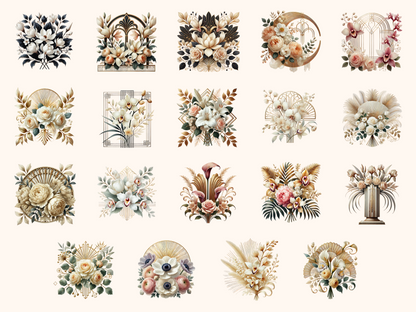 Art Deco Florals Clipart