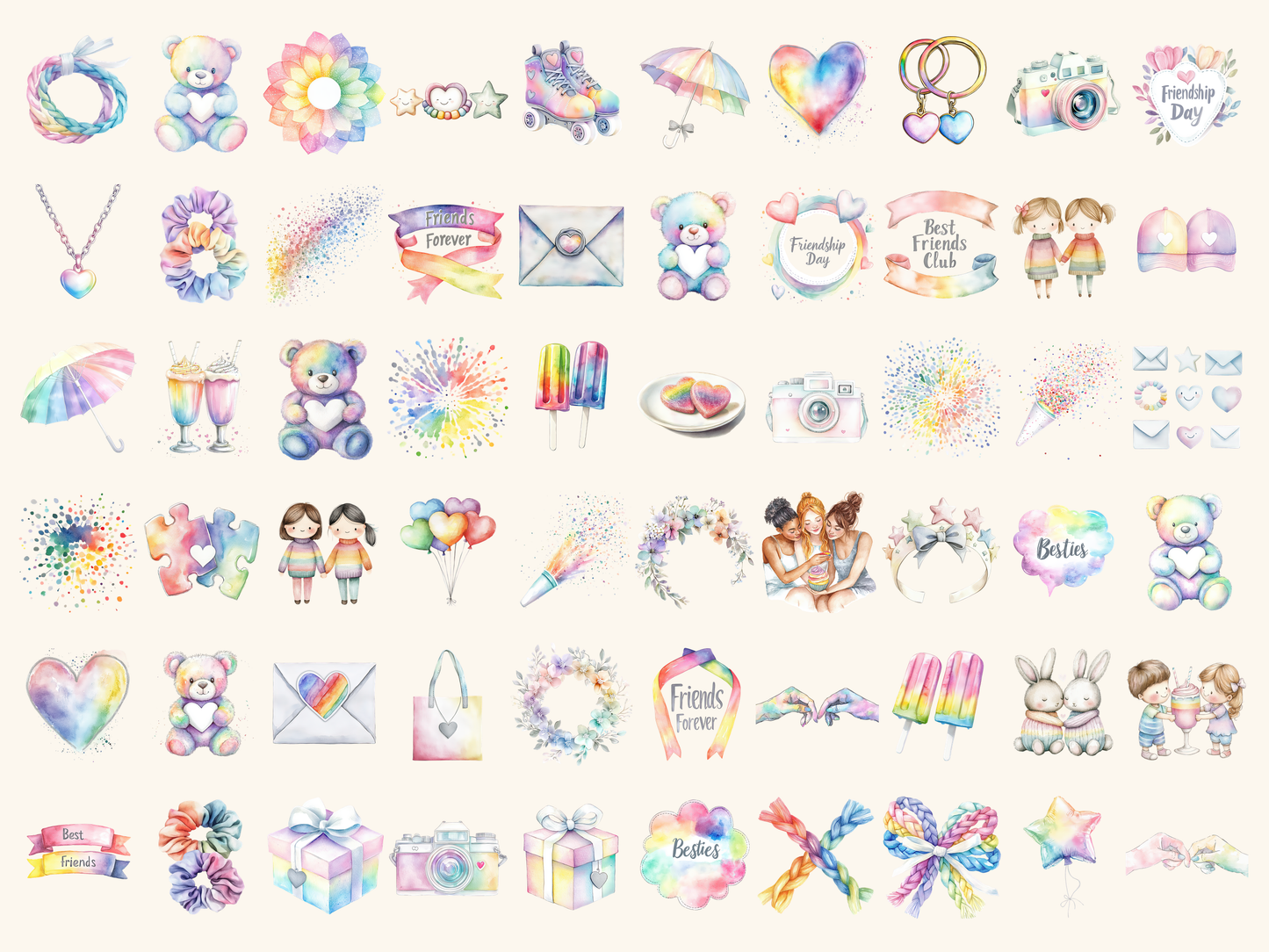 Friendship Day Watercolor Clipart