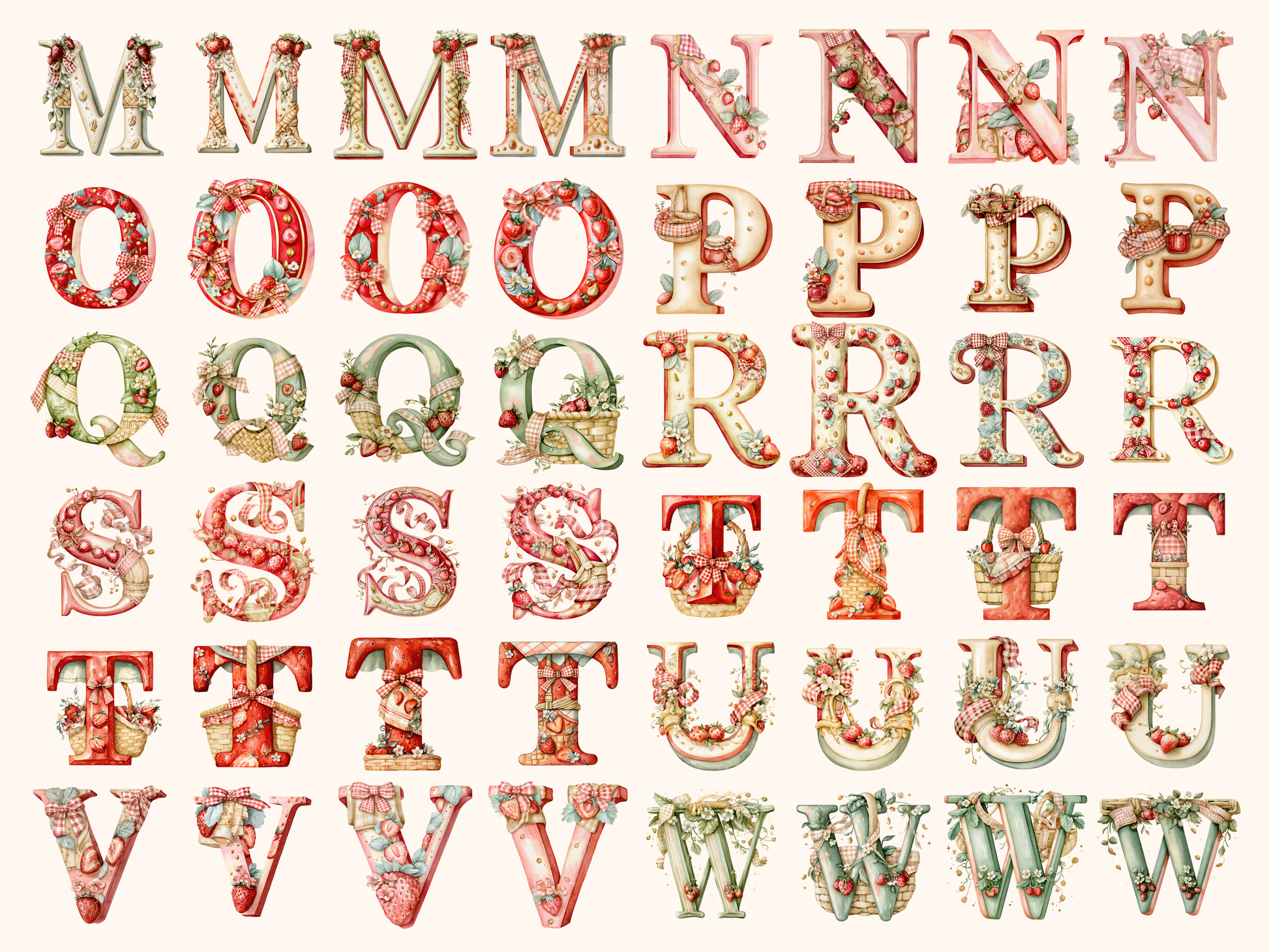 Strawberry Picnic Alphabet & Numbers