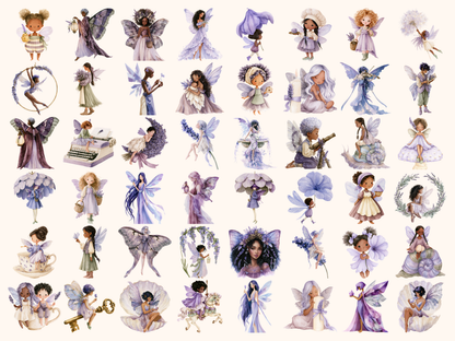 Lavender Fairies Watercolor Clipart