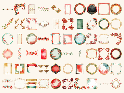 Lunar Borders Watercolor Clipart