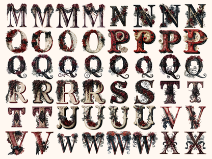 Gothic Romance Alphabet & Numbers