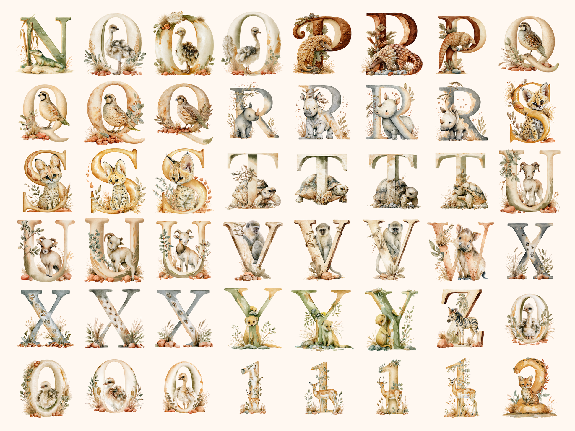 Safari Animals Alphabet & Numbers