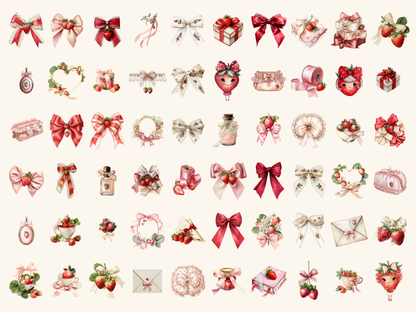 Strawberry Coquette Watercolor Clipart
