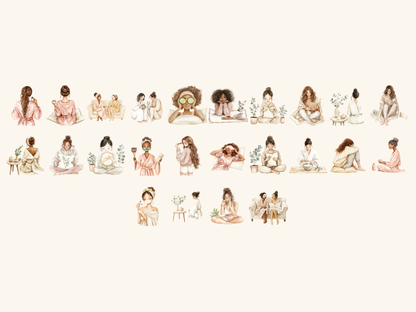 Selfcare Girls Watercolor Clipart