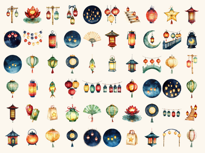 Lantern Festival Watercolor Clipart