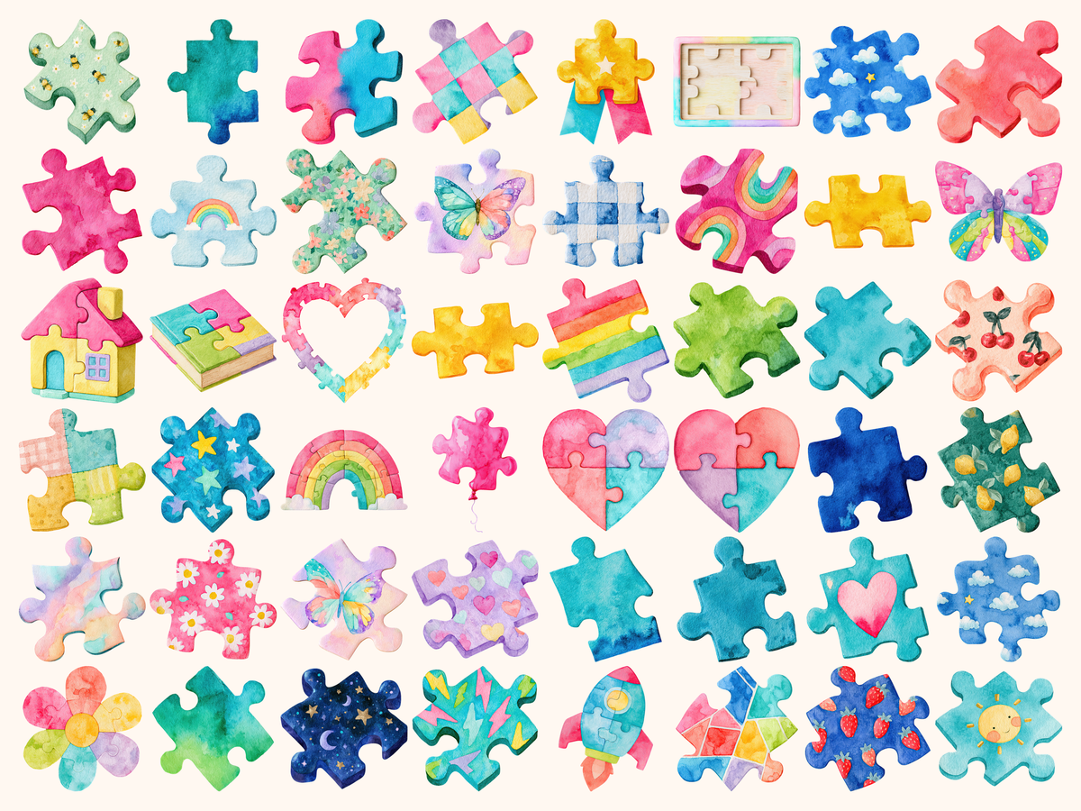 Puzzle Watercolor Clipart