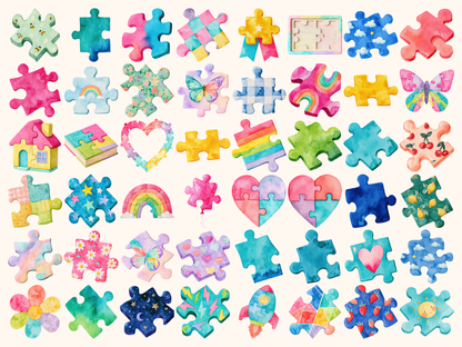 Puzzle Watercolor Clipart