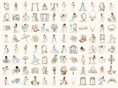 Coastal Bride Watercolor Clipart