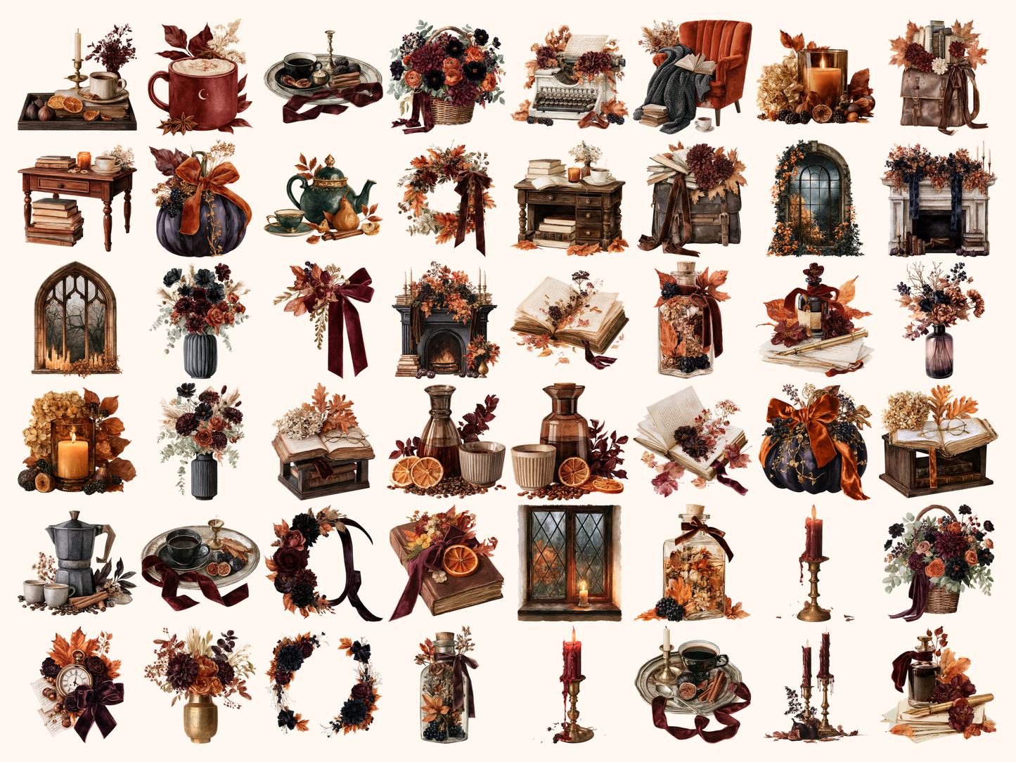 Moody Autumn Watercolor Clipart