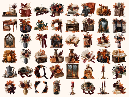Moody Autumn Watercolor Clipart