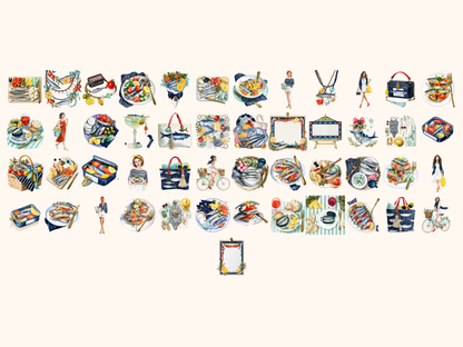 Sardine Summer Watercolor Clipart