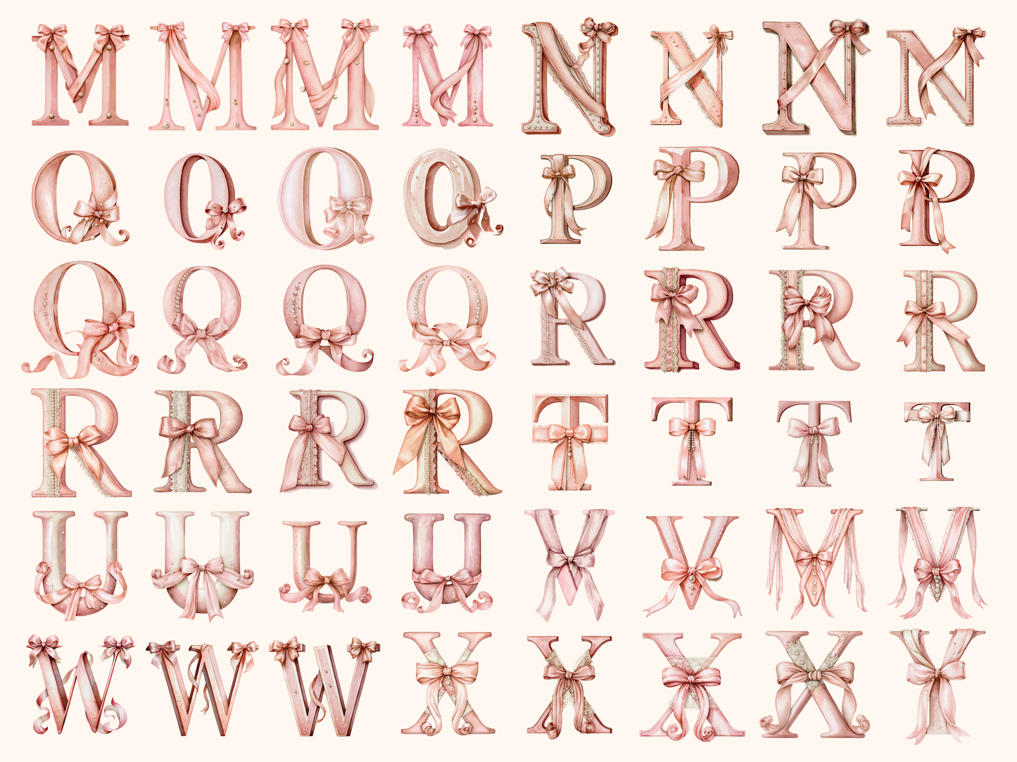 Pink Coquette Bow Alphabet & Numbers
