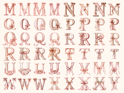 Pink Coquette Bow Alphabet & Numbers