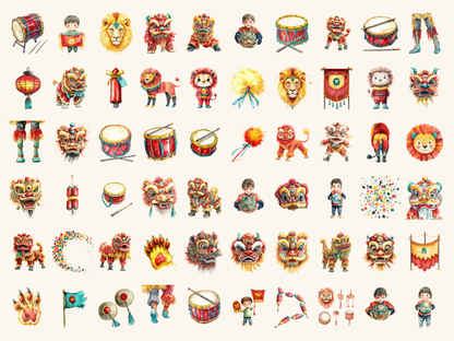 Lion Parade Watercolor Clipart