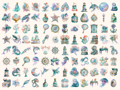 Sea Pastel Watercolor Clipart