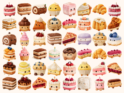 Plushie Cakes Watercolor Clipart