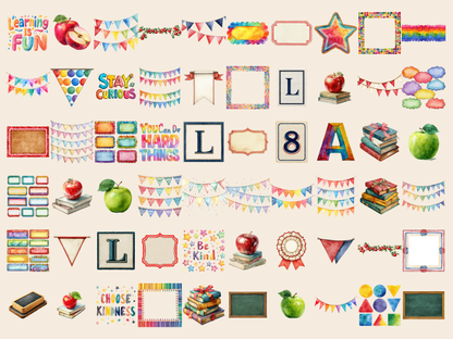Classroom Decor Watercolor Clipart