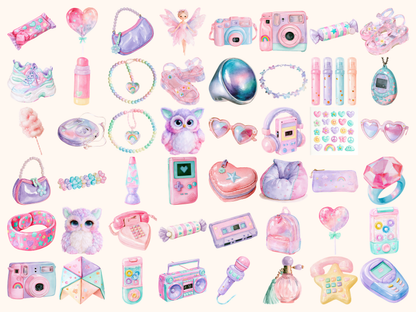 Pastel 90's Girlhood Waterolor Clipart