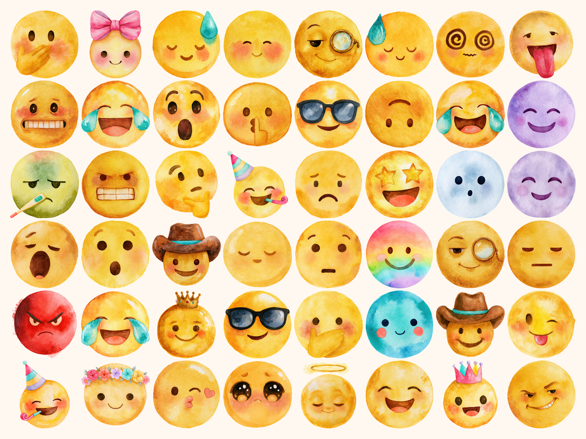 Emojis Watercolor Clipart