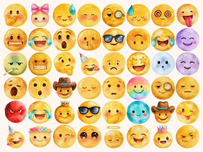 Emojis Watercolor Clipart