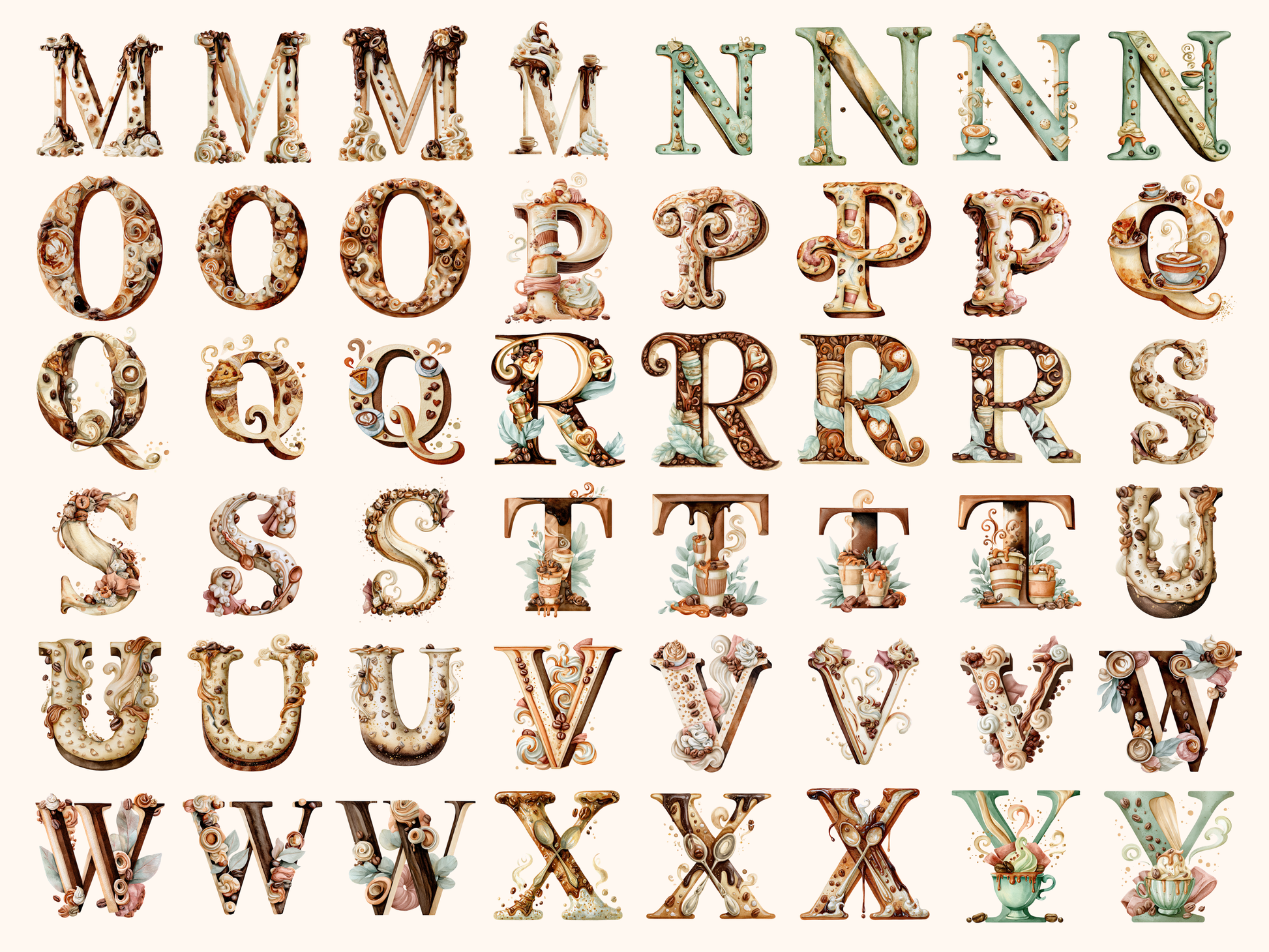 Coffee Shop Alphabet & Numbers
